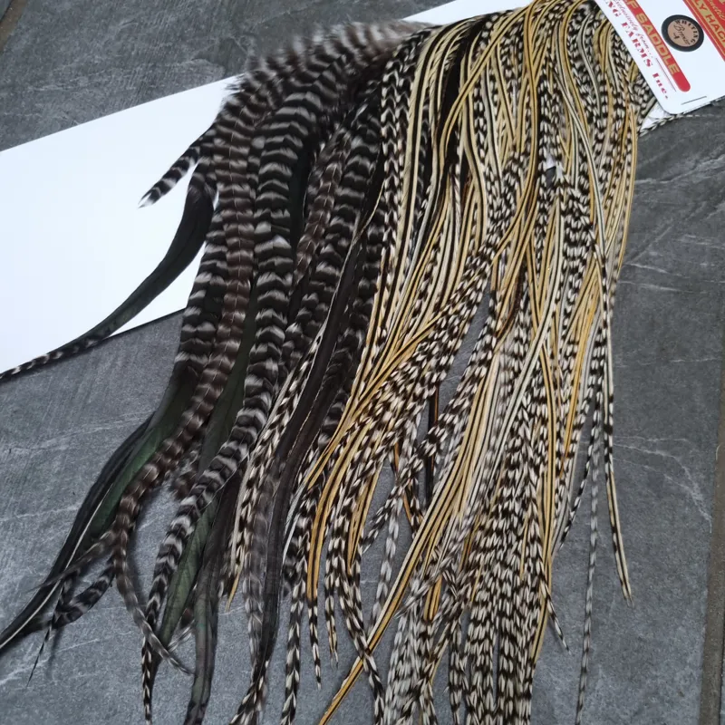 Whiting 1/2 BRONZE Grade Dry Fly Rooster Saddle in Grizzly Variant-2